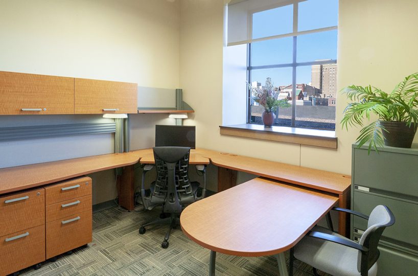 Office with desk and nice view
